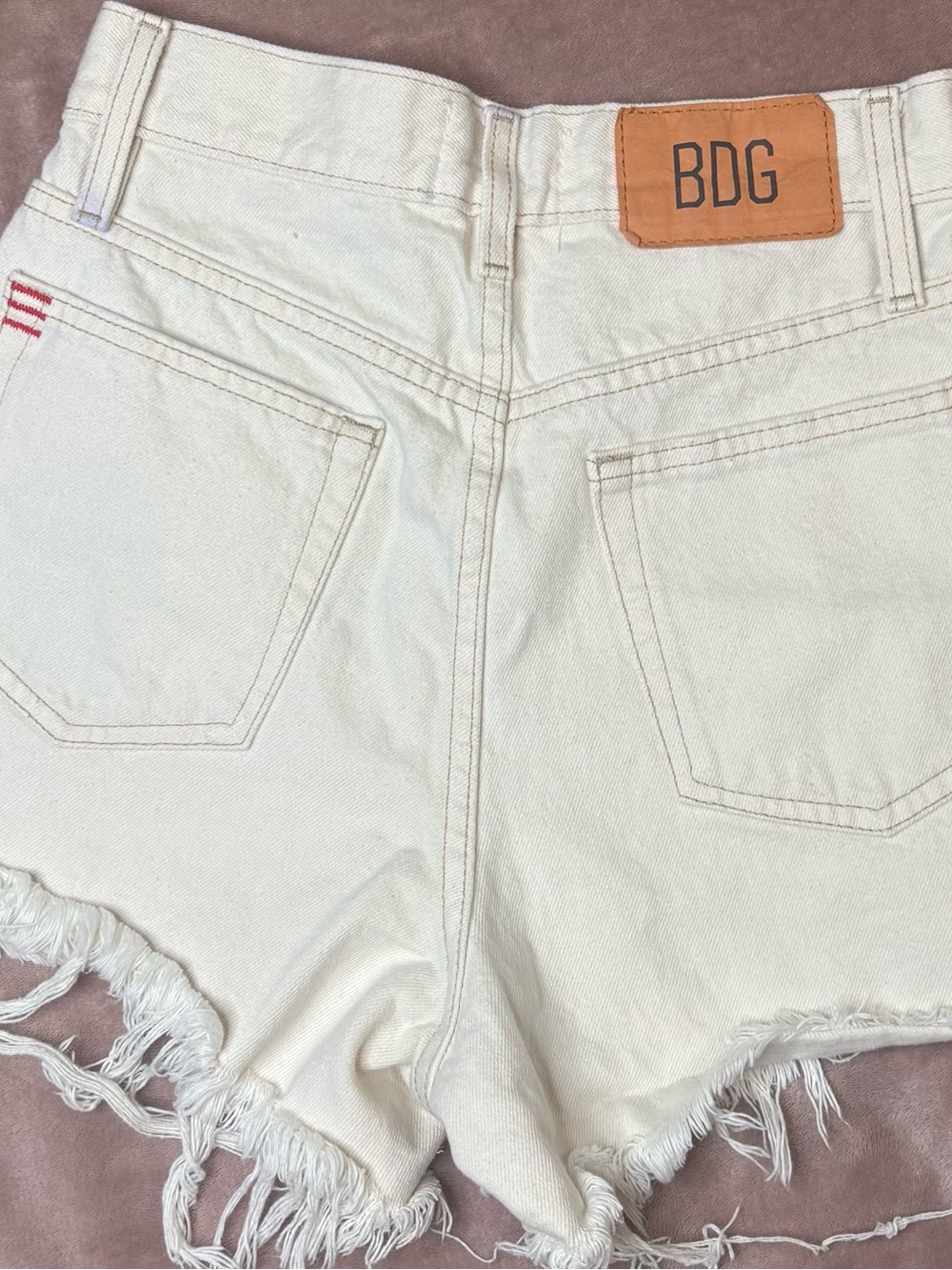 BDG Urban Outfitters Hi Rise A-Line Distressed Ivory Sz 26